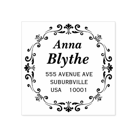 Elegant Victoriaans retouradres op maat gemaakt Rubberstempel (Afrduk)