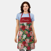Elegant Victoriaans rode roze rozen Schort (Gedragen)