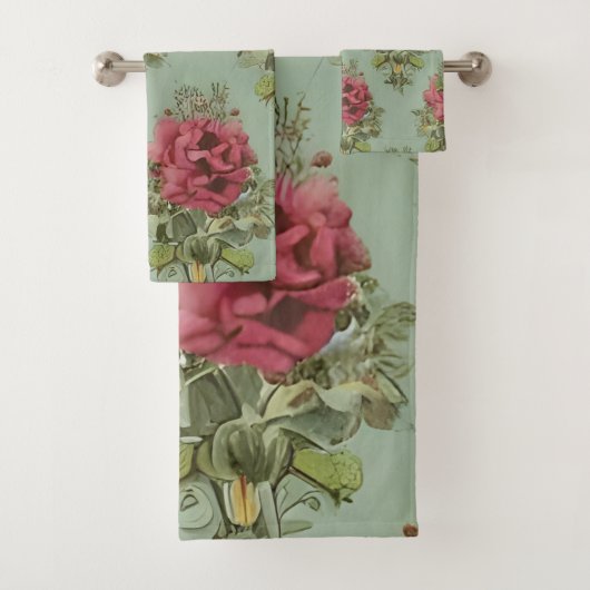 Elegant Victoriaans rood roodpatroon Bad Handdoek (Insitu)