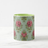 Elegant Victoriaans rood roodpatroon Mok (Midden)