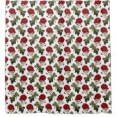 Elegant  Victoriaans rood roze bloemenpatroon Douchegordijn (Voorkant)