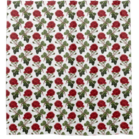 Elegant  Victoriaans rood roze bloemenpatroon Douchegordijn (Voorkant)