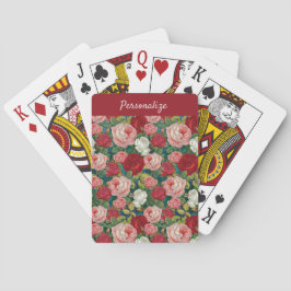 Elegant  Victoriaans Rood Roze Rose Boeket Pokerkaarten