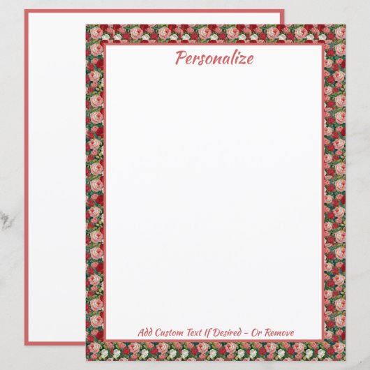 Elegant  Victoriaans rood roze rozen (Voorkant / Achterkant)