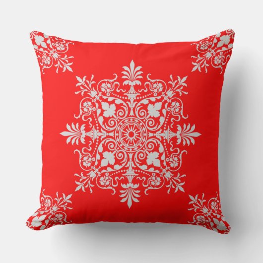 Elegant Victoriaans rood wit flesvormig patroon Kussen (Voorkant)