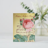 Elegant  Victoriaans Roos Antiek Muzieknoten Briefkaart (Staand voorkant)
