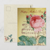 Elegant  Victoriaans Roos Antiek Muzieknoten Briefkaart (Voorkant / Achterkant)