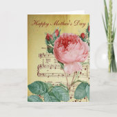 Elegant  Victoriaans Roos Antiek Muzieknoten Kaart (Voorkant)