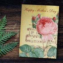 Elegant  Victoriaans Roos Antiek Muzieknoten