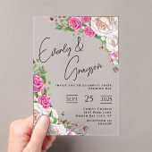 Elegant Victoriaans Roos Bloemen bruiloft acryl in Uitnodigingen (Insitu (Draagbaar))