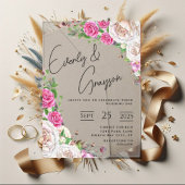 Elegant Victoriaans Roos Bloemen bruiloft acryl in Uitnodigingen