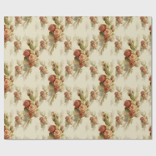 Elegant  Victoriaans Roos Floral Pattern Gift Cadeaupapier (Vlak)