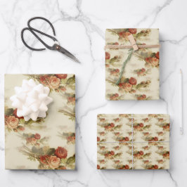 Elegant  Victoriaans Roos Floral Pattern Inpakpapier Vel
