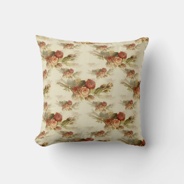Elegant  Victoriaans Roos Floral Pattern Kussen (Voorkant)
