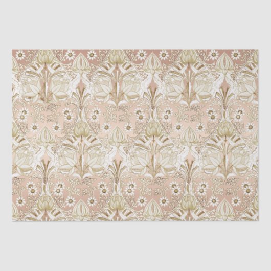 Elegant Victoriaans Roos Gold Floral Pattern Tissuepapier (Voorkant)