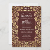 Elegant Victoriaans Roos Gold Foil Wedding Kaart (Voorkant)