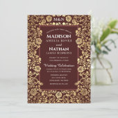 Elegant Victoriaans Roos Gold Foil Wedding Kaart (Staand voorkant)