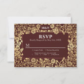 Elegant Victoriaans Roos Gouden Folie Bruiloft RSV RSVP Kaartje (Voorkant)
