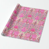 Elegant Victoriaans roze bloemen Patroon Wra Cadeaupapier (Uitgerold)
