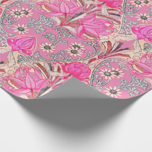Elegant  Victoriaans roze bloemen Patroon Wra Cadeaupapier