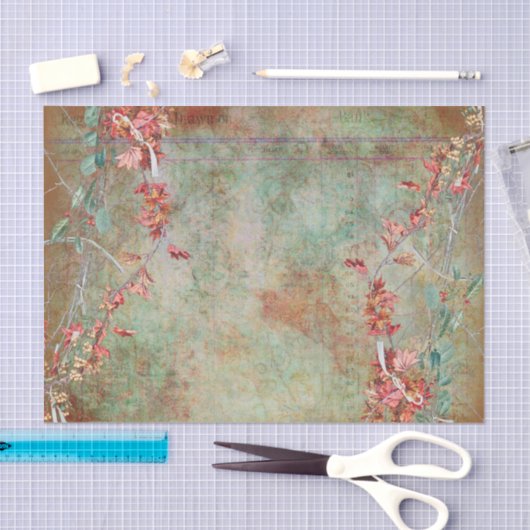 Elegant Victoriaans roze bloemen  Tissuepapier (Craft)