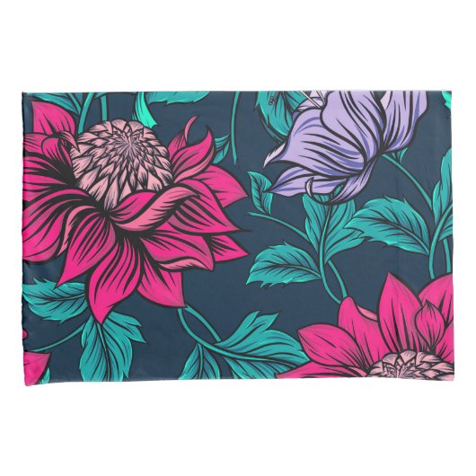 Elegant Victoriaans Roze Floral Artwork | Kussensloop (Voorkant-Rechts)