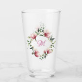 Elegant Victoriaans Roze Floral Border Monogramed  Glas (Achterkant)