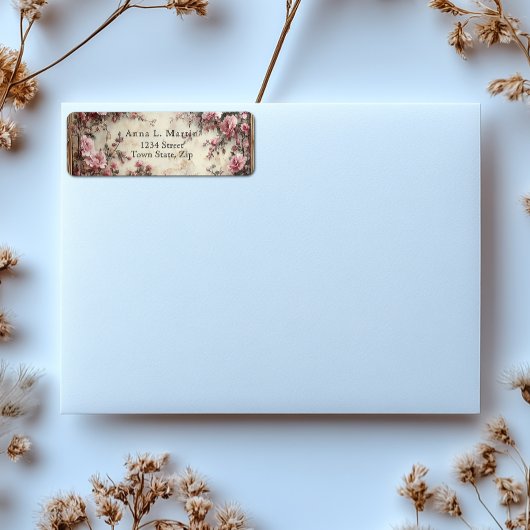 Elegant Victoriaans Roze Rozen Etiket