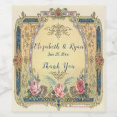 Elegant Victoriaans Roze Rozen Goud Filigraan Wijn Etiket (Enkel label)