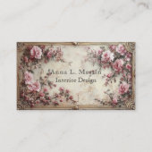 Elegant Victoriaans Roze Rozen Visitekaartje (Voorkant)