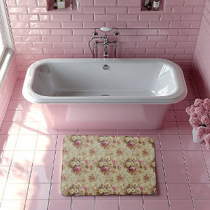   Elegant Victoriaans Roze Witte Rozen Badmat