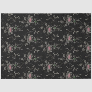 Elegant Victoriaans Rozen op zwarte achtergrond Tissuepapier