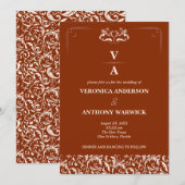 Elegant Victoriaans Sinaasappel Terracota Floral W Kaart (Voorkant / Achterkant)