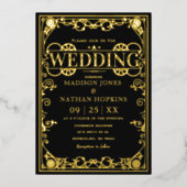 Elegant Victoriaans Steampunk Wedding Folie Uitnodiging (Voorkant)