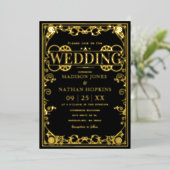 Elegant Victoriaans Steampunk Wedding Folie Uitnodiging (Staand Voorkant)