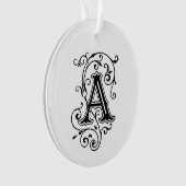 Elegant Victoriaans stijlletter A Monogram Ornament (voorkant)