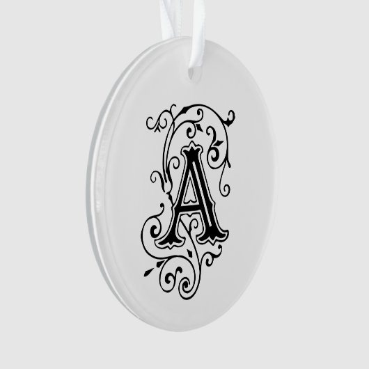 Elegant Victoriaans stijlletter A Monogram Ornament (voorkant)
