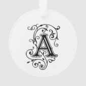Elegant Victoriaans stijlletter A Monogram Ornament (achterkant)
