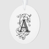 Elegant Victoriaans stijlletter A Monogram Ornament (voorkant)