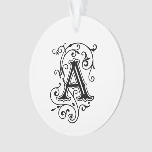 Elegant Victoriaans stijlletter A Monogram Ornament (voorkant)