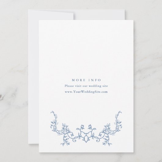 Elegant Victoriaans stoffig blauw repetitiediner Kaart (Achterkant)