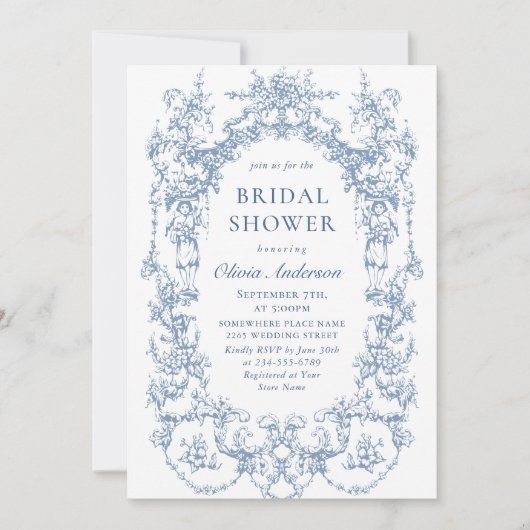 Elegant Victoriaans  stoffig blauw Vrijgezellenfee Kaart (Voorkant)