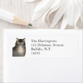 Elegant Victoriaans Tabblad Kat Return-adreslabel Etiket (Insitu)