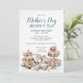 Elegant Victoriaans Tea Party Brunch Event Kaart (Staand voorkant)