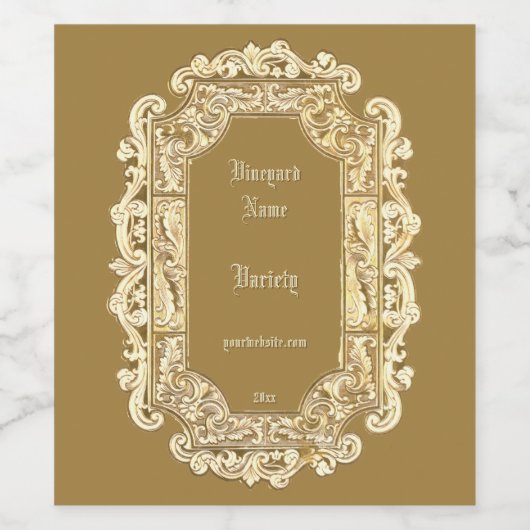 Elegant Victoriaans Tijdperk 1850 Cartouche Wijn Etiket (Enkel label)