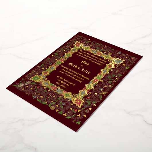 Elegant Victoriaans Tijdperk 1883 Middeleeuws Stij Folie Uitnodiging (Gedraaid)