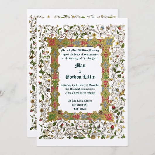 Elegant Victoriaans Tijdperk 1883 Middeleeuws Stij Kaart (Voorkant / Achterkant)