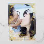 Elegant Victoriaans Uw Foto Rug & Front Gold Folie Uitnodiging (Voorkant)