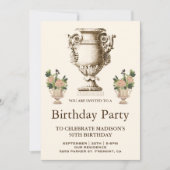 Elegant Victoriaans Vaas Verjaardagsfeestje Kaart (Voorkant)