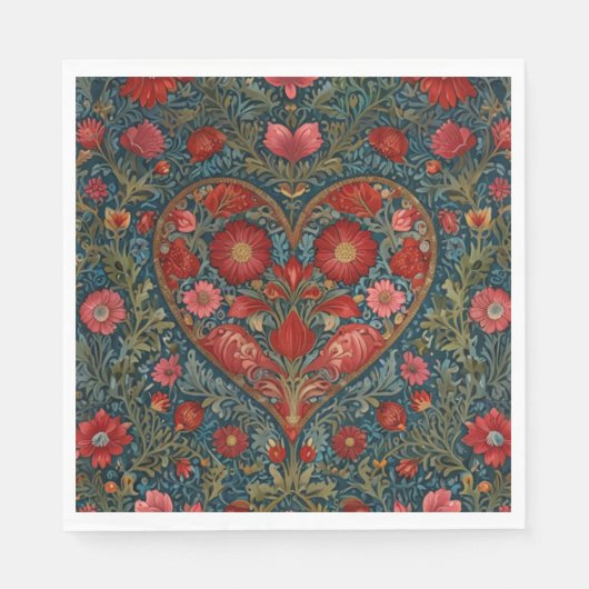 Elegant Victoriaans Valentijnsdag hart ontwerp Servet (Voorkant)